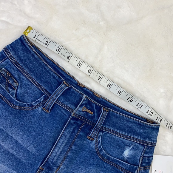 Jean distressed blue stretch shorts - Picture 8 of 14